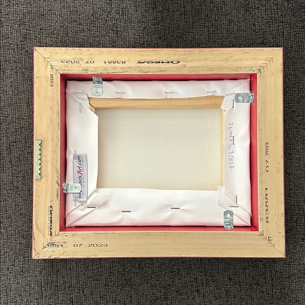 Red Framed Floral Art Print shadow box - comes with hanging kit
